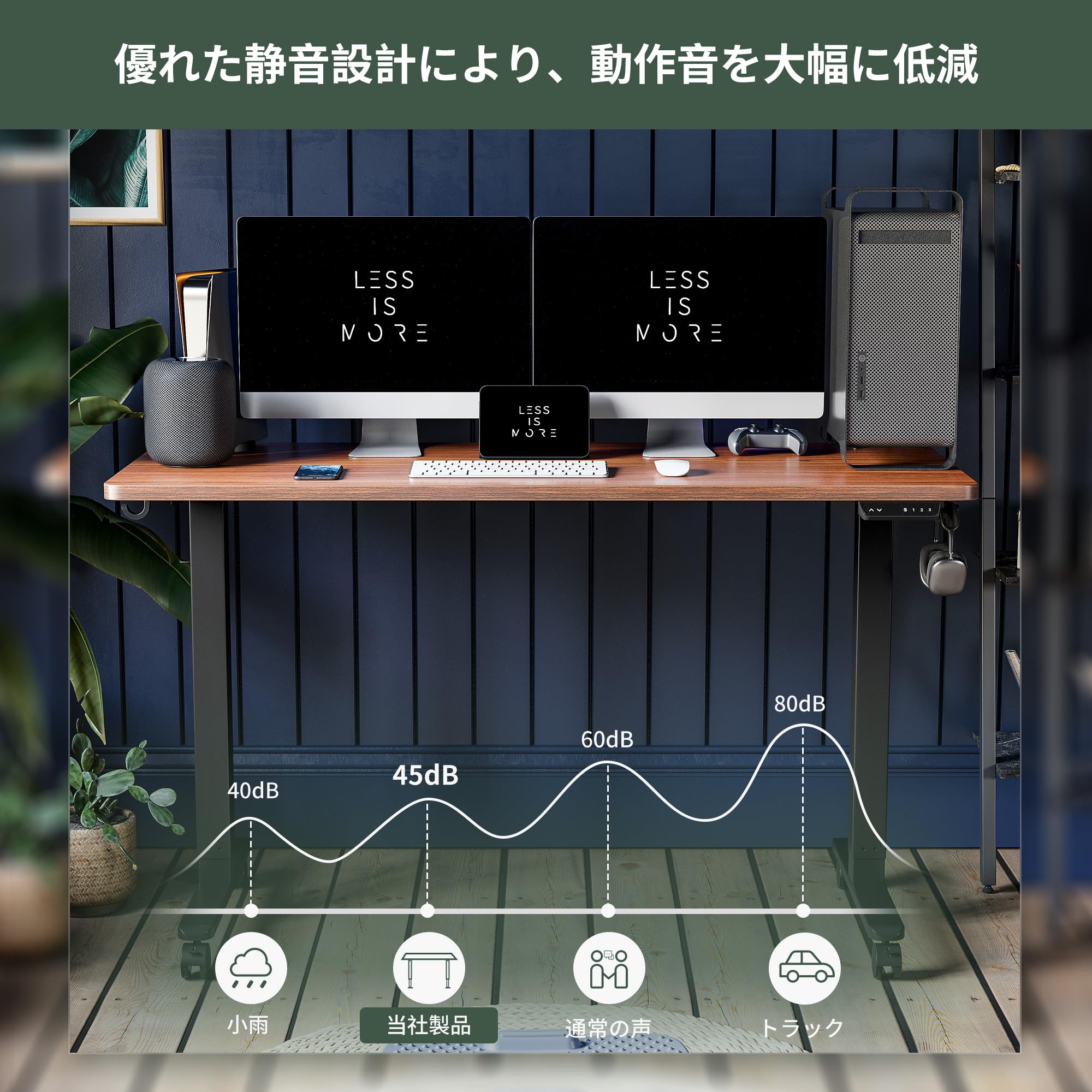 Amazon | CubiCubi 電動 昇降デスク 幅140cm 奥行60cm 昇降式デスク
